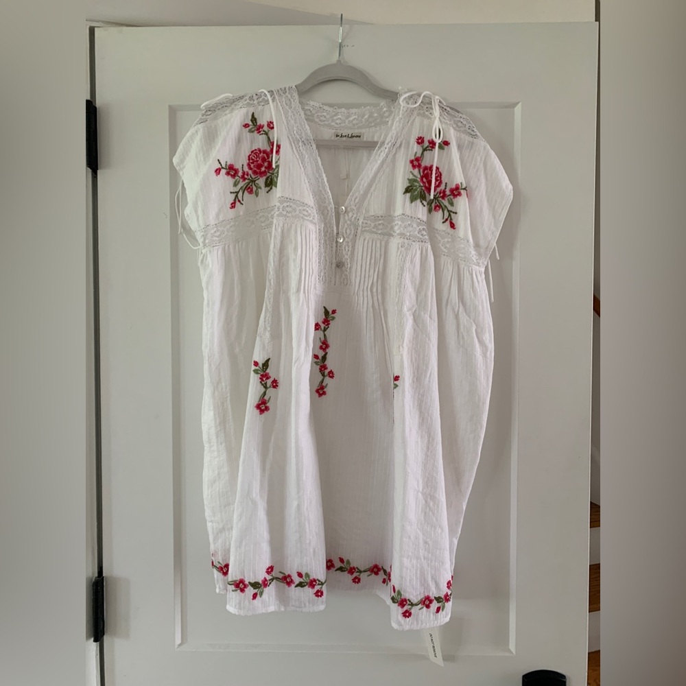 For Love And Lemons white lace pink floral dress in a size xs